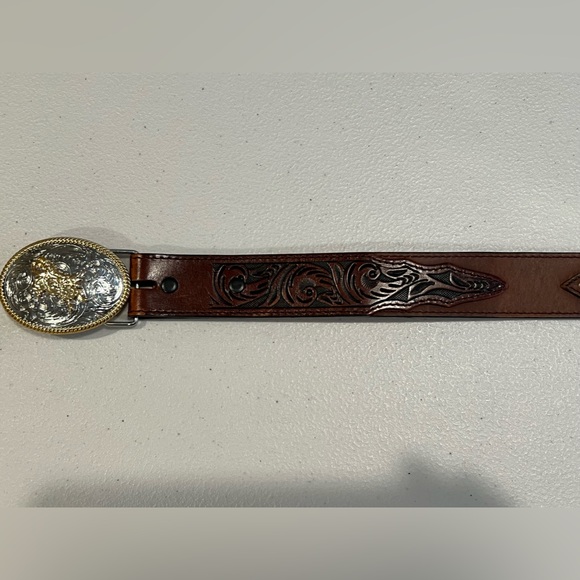 EUC brown leather boy’s cowboy belt - Picture 3 of 5